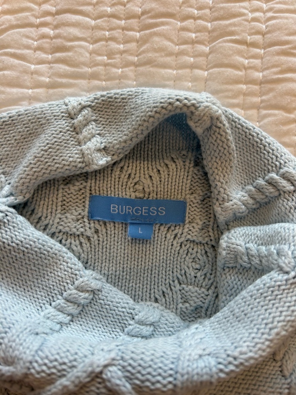 Burgess The Trudy Cotton/Cashmere Cable Funnel Neck Cropped Sweater Size L - Picture 3 of 4